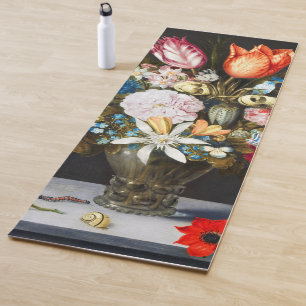 Vintage Flowers in a Glass by  Ambrosius Bosschaer Yoga Mat