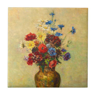 Vintage Flowers in a Vase (1910) by Odilon Redon Ceramic Tile