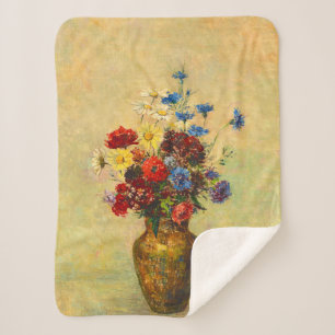 Vintage Flowers in a Vase (1910) by Odilon Redon Sherpa Blanket