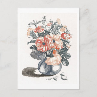 Vintage Flowers in a Vase Illustration Postcard