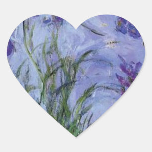 vintage flowers lilac-irises-1917 monet. heart sticker