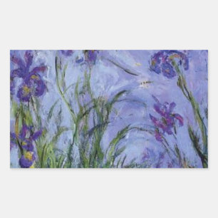 vintage flowers lilac-irises-1917 monet. rectangular sticker