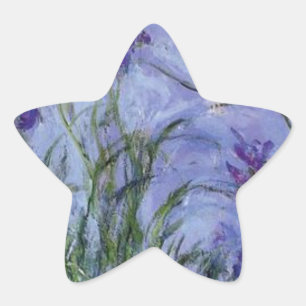 vintage flowers lilac-irises-1917 monet. star sticker