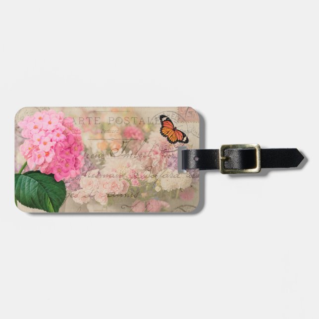 Vintage Flowers Luggage Tag (Front Horizontal)