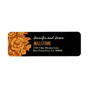 Vintage Flowers Modern Lettering Label Return Address Label