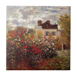 vintage flowers monet-s-garden-in-argenteuil-sun ceramic tile