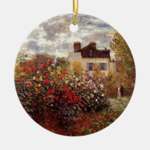 vintage flowers monet-s-garden-in-argenteuil-sun ceramic tree decoration