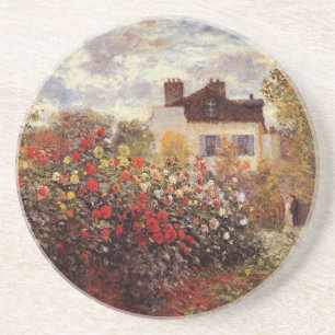 vintage flowers monet-s-garden-in-argenteuil-sun coaster