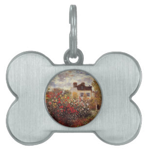 vintage flowers monet-s-garden-in-argenteuil-sun pet ID tag
