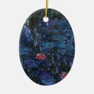 vintage flowers monet water lilies reflections art ceramic ornament