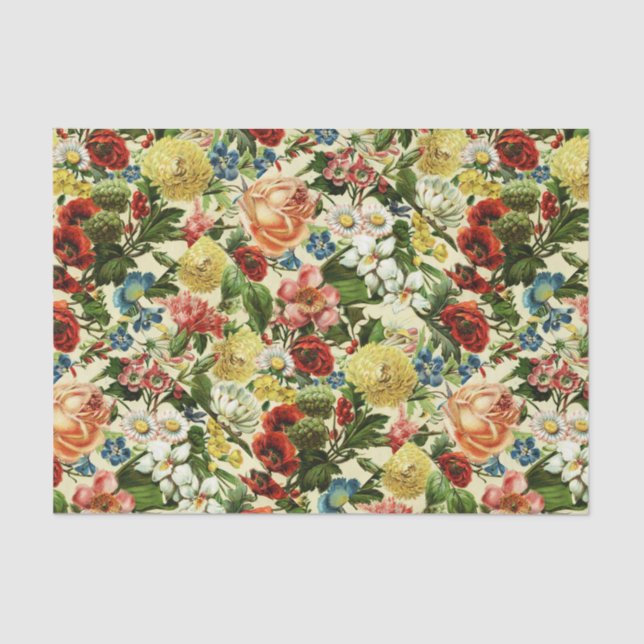 Vintage flowers monogram floral country tissue paper (Front)