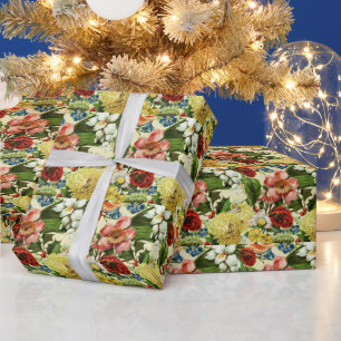 Vintage flowers monogram floral country wrapping paper