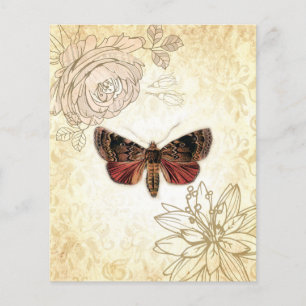 Vintage Flowers & Moth Scrapbook Paper