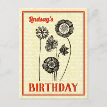 Vintage flowers Name to customise Floral Birthday