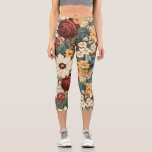 Vintage Flowers of Rose, Tulip, Lilies and Daisies Capri Leggings<br><div class="desc">Step into a realm of timeless beauty with our Vintage-Inspired Floral and Leaf Pattern, a seamless tapestry that captures the essence of nature's elegance in a bright and cheerful display. This enchanting pattern invites you to embrace the charm of yesteryears and infuse any space with the heartwarming allure of vintage...</div>