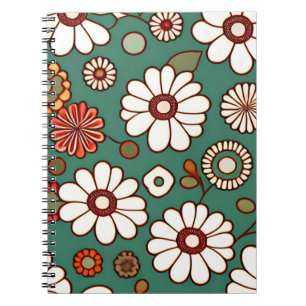 Vintage Flowers on a Green Background Notebook