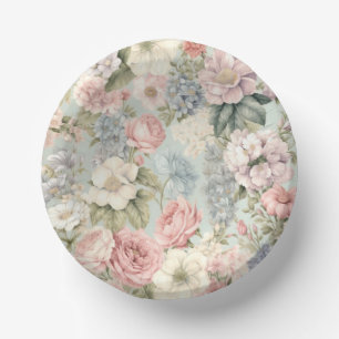 Vintage Flowers Paper Bowl Plate