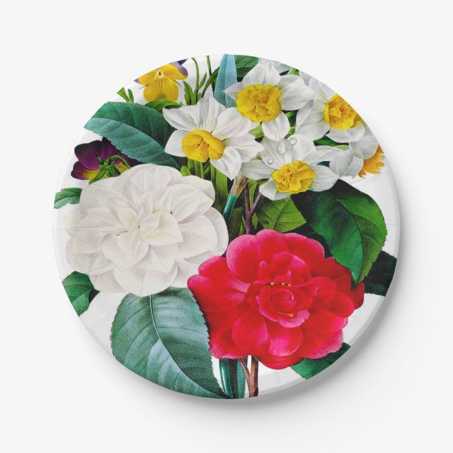 Vintage Flowers Paper Plate (Front)