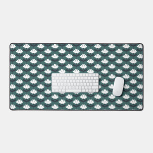 Vintage Flowers Pattern Sea Green Desk Mat