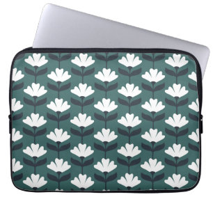 Vintage Flowers Pattern Sea Green Laptop Sleeve