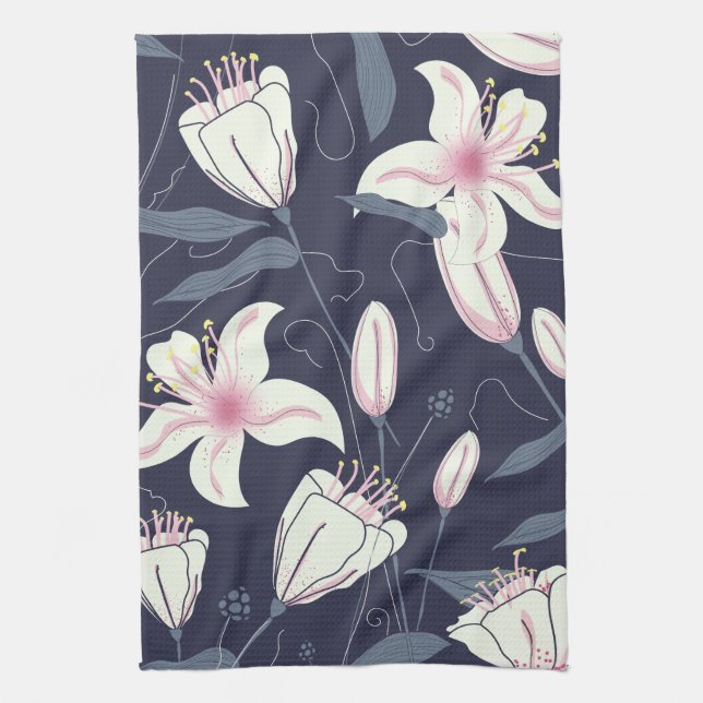 Vintage Flowers pattern Tea Towel (Vertical)