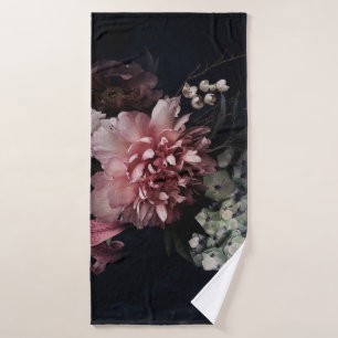 Vintage flowers. Peonies, tulips, lily, hydrangea  Bath Towel