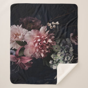 Vintage flowers. Peonies, tulips, lily, hydrangea  Sherpa Blanket