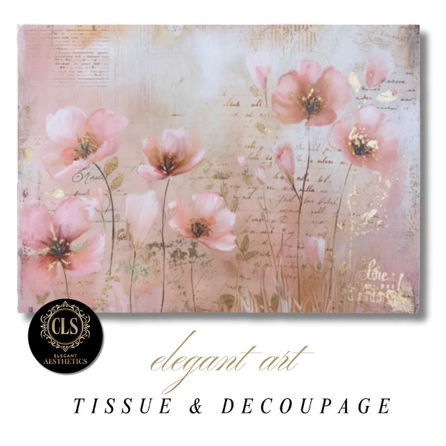 Vintage Flowers Pink and Gold Decoupage  Tissue Paper (Creator Uploaded)