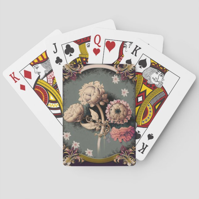Vintage Flowers Playing Cards (Back)