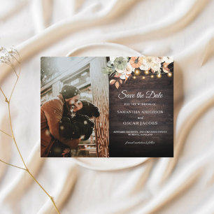 Vintage Flowers & Pumpkin Autumn Announcement Postcard