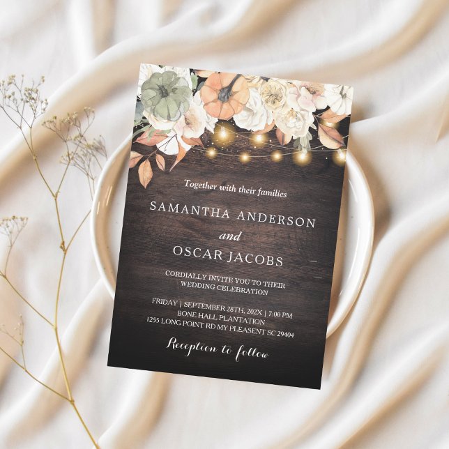 Vintage Flowers & Pumpkin Autumn  Invitation (Creator Uploaded)
