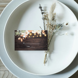 Vintage Flowers & Pumpkin Autumn  Place Card