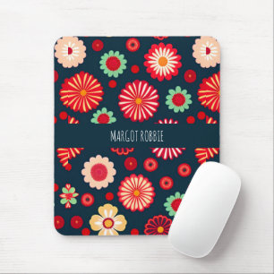 Vintage Flowers Rainbow Retro Floral Pattern Mouse Pad