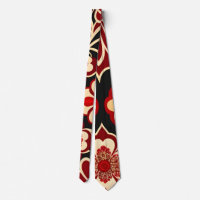 Vintage Flowers Red Green Floral Pattern