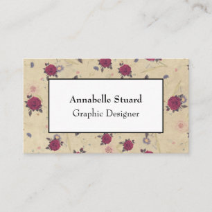 Vintage flowers red rose modern elegant brown cool business card