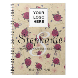 Vintage flowers red rose modern elegant brown cool notebook