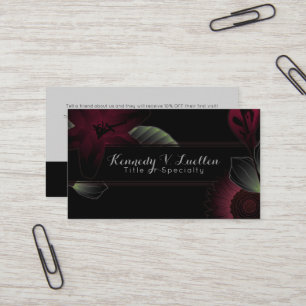 vintage flowers refer a friend business card