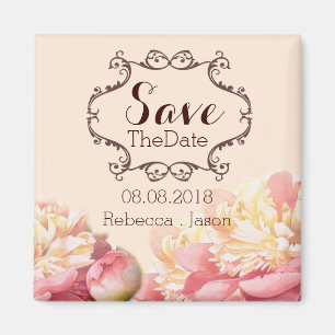 vintage flowers spring wedding save the date magnet