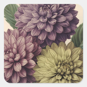 Vintage Flowers Square Sticker