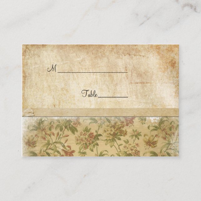 Vintage Flowers Table Place Card (Front)