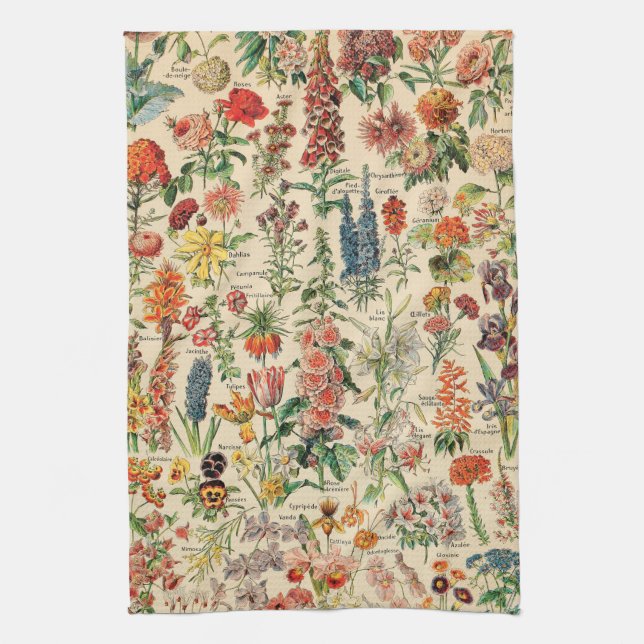 Vintage Flowers Tea Towel (Vertical)