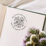 Vintage Flowers This Book Belongs To Library Book Rubber Stamp<br><div class="desc">A beautiful wooden stamp design featuring a floral bouquet illustration, vintage typography, and a classic layout. The old-fashioned serif typography curves around the flowers to create a round frame. I love circular stamps because they don't have to be aligned perfectly to look good, they can be rotated or off-centre and...</div>