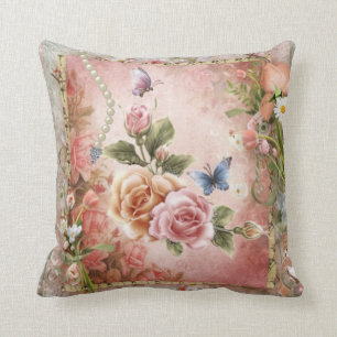 Vintage Flowers Throw Pillow