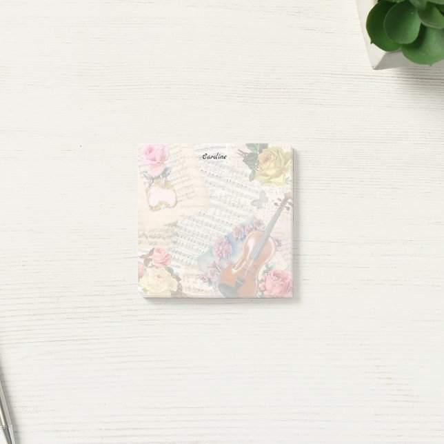 Vintage Flowers & Violin Post-it Notes (Creator Uploaded)