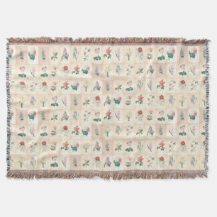 Vintage Flowers Watercolors Grandmother Blanket