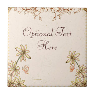 Vintage Flowers Wedding Ceramic Tile