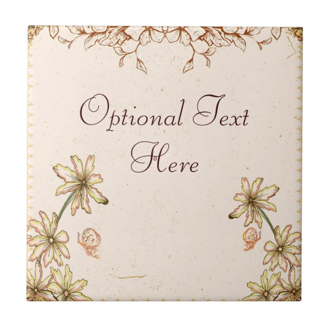 Vintage Flowers Wedding Ceramic Tile (Front)