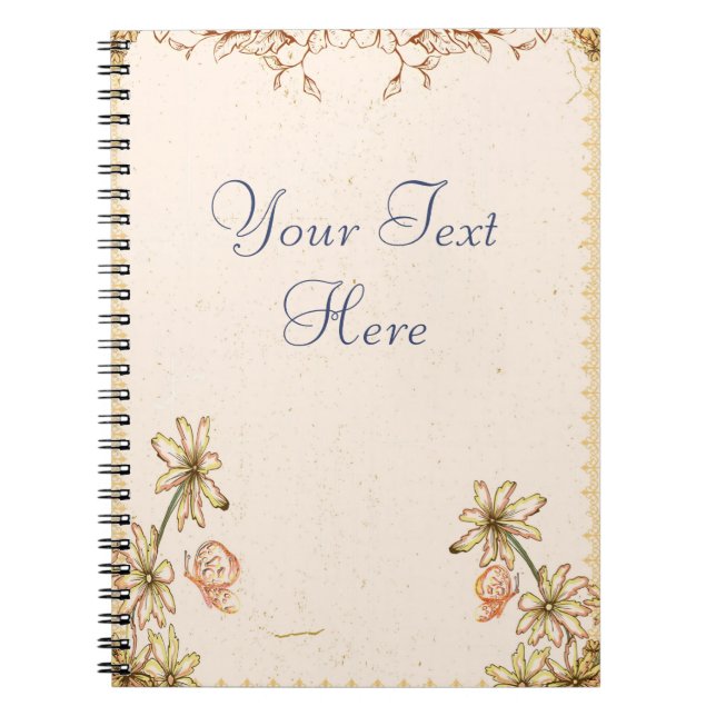 Vintage Flowers Wedding Notebook (Front)