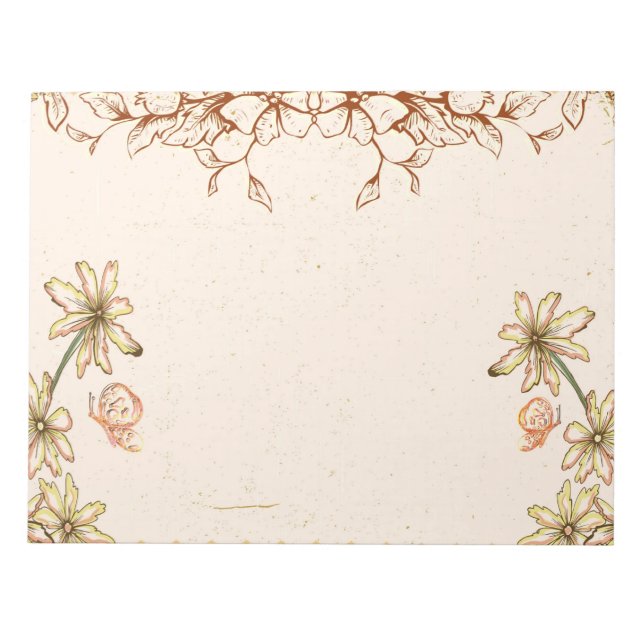 Vintage Flowers Wedding Notepad (Front)