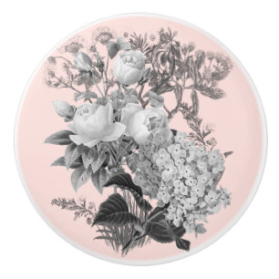 Vintage Flowers with Dusty Pink Ceramic Knob